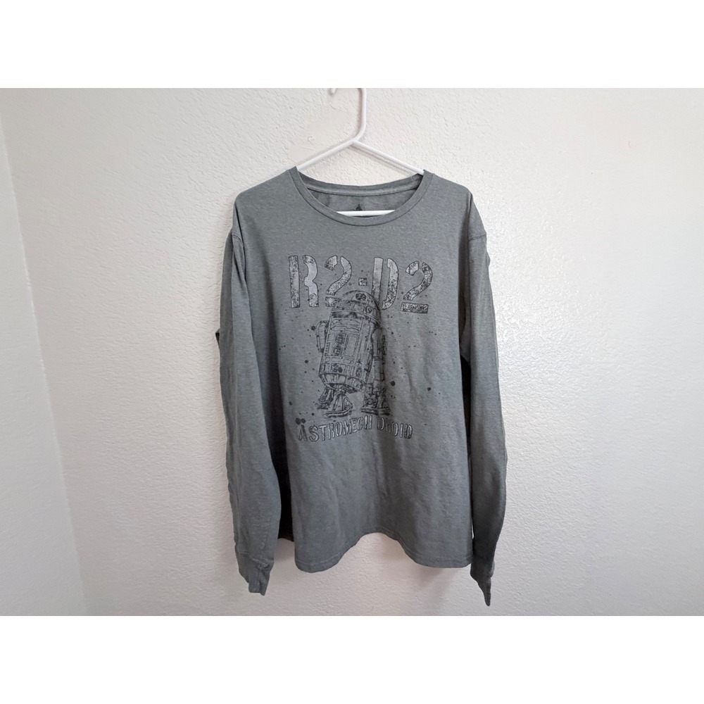 Disney Star Wars R2-D2 Astromech Droid Gray Long Sleeve Graphic Shirt Large
